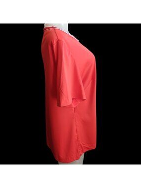 XL Vintage T-shirt Women's Red White Trim Polyester 1970's Slinky Ringer USA